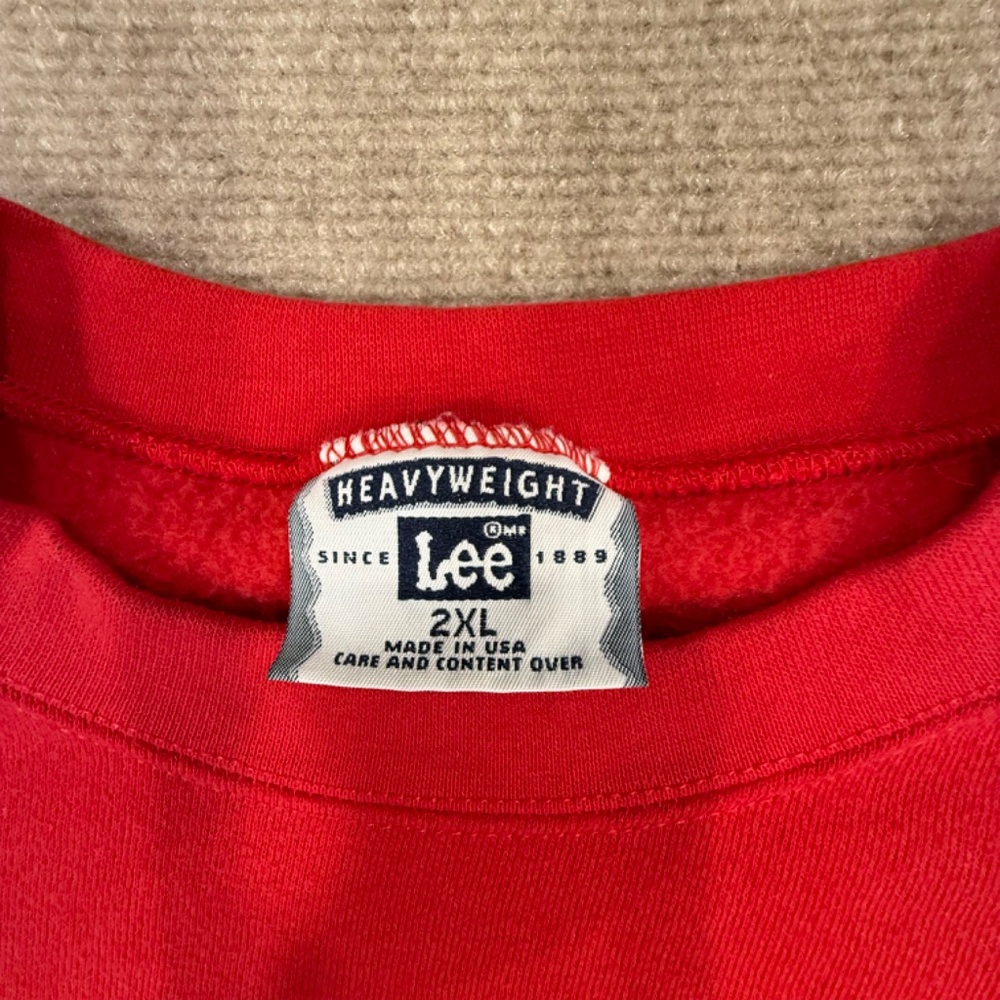 Vintage 90s LEE CWA Union Sweatshirt Size 2XL USA Heavyweight Red Crewneck - Picture 3 of 7